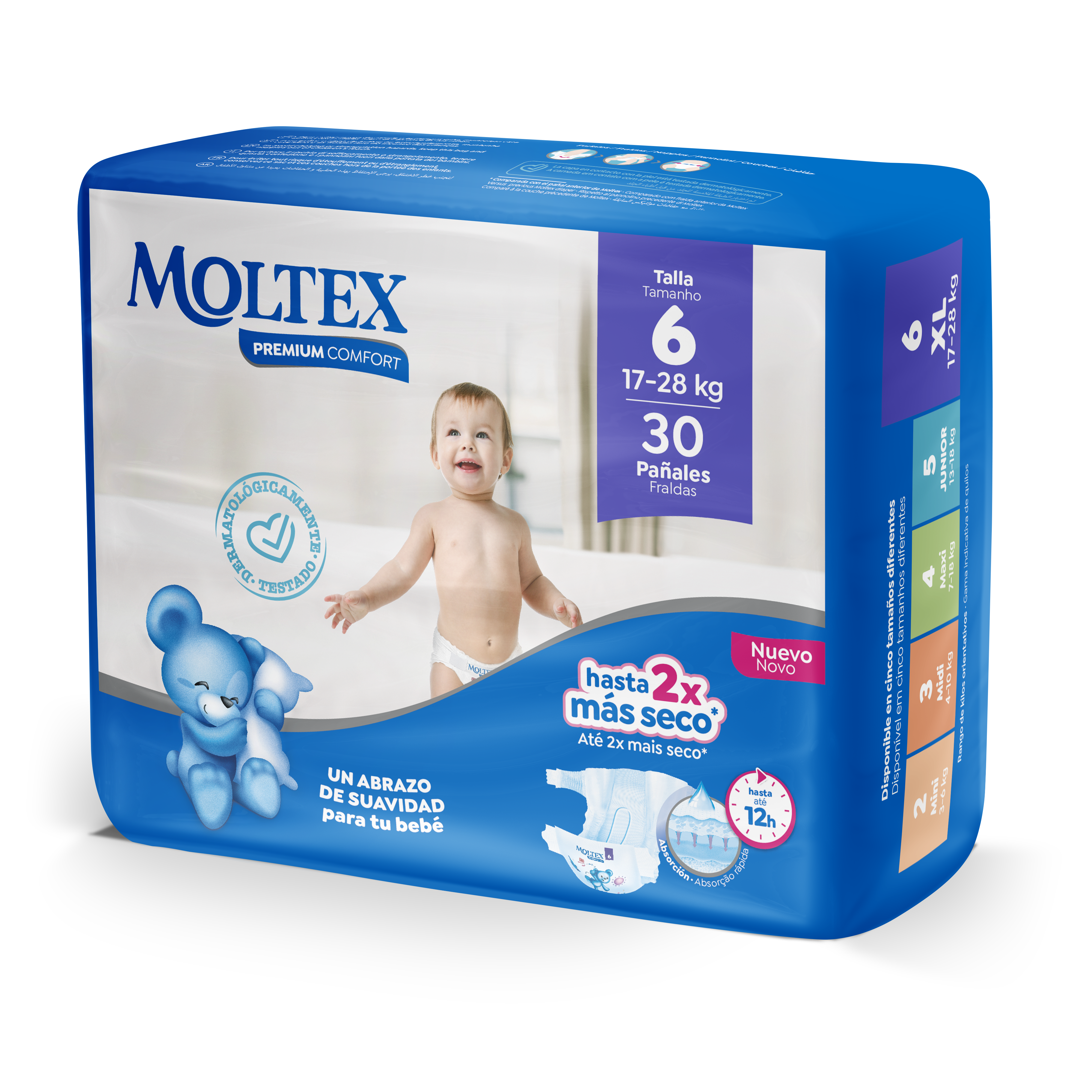 Moltex Premium Comfort Cambiador Desechable para bebé (60x60 cm) - 60  Cambiadores (6 bolsas de 10 Unds) : : Bebé